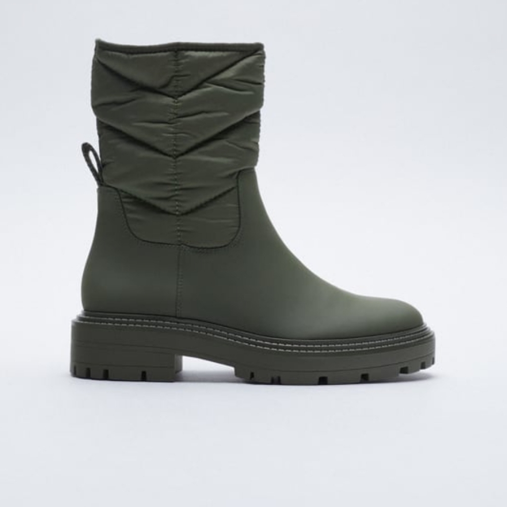 Zara rubberised platform quilted boots